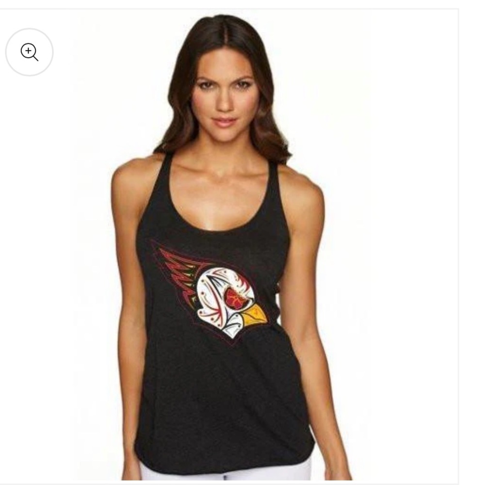 Dark Gray Racerback Tank Top, Sugar Skull Style Arizona Cardinal Logo, Size XL